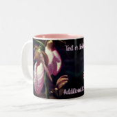 Lady Slipper Orchid Flower Pair op maat Tweekleurige Koffiemok (Voorkant links)