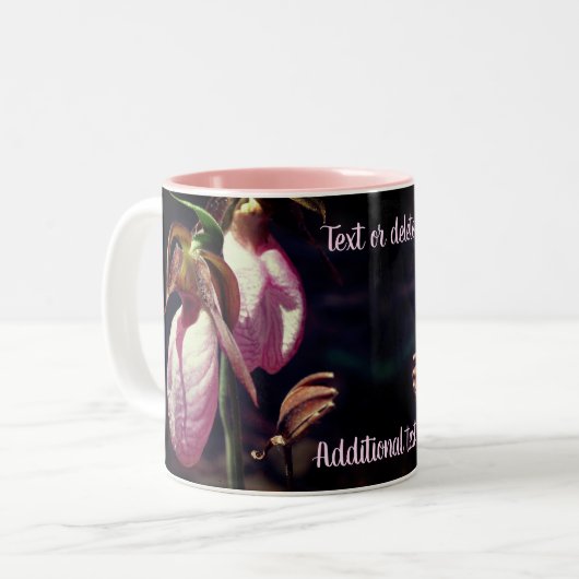 Lady Slipper Orchid Flower Pair op maat Tweekleurige Koffiemok (Voorkant links)