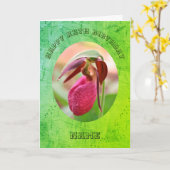 Lady Slipper Orchid persoonlijke feestdag Kaart (Gele Bloem)