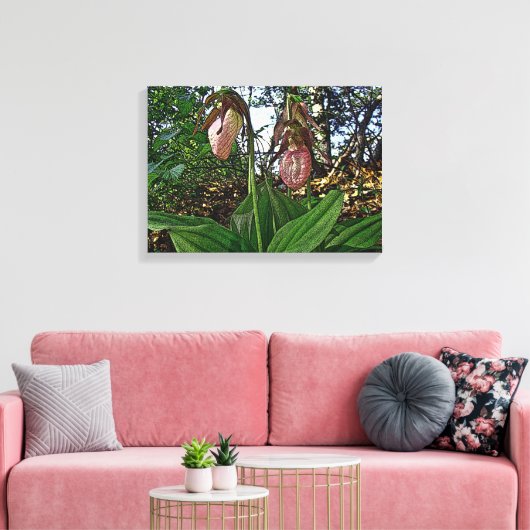 Lady Slipper Orchid Wildflower Canvas Afdruk (Insitu (Woonkamer))