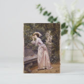 Lady Smelling-Rozen Briefkaart (Staand voorkant)