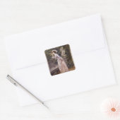 Lady Smelling-Rozen Vierkante Sticker (Envelop)