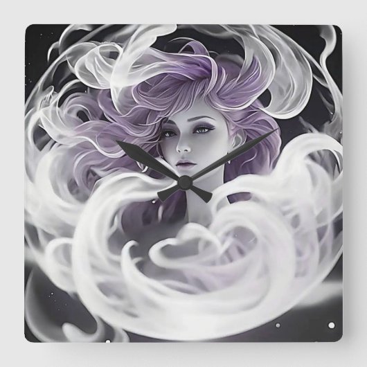 Lady Smoke Vierkante Klok (Voorkant)