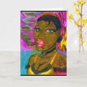 Lady smoking a Cigar Kaart (Gele Bloem)