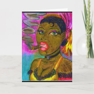 Lady smoking a Cigar Kaart