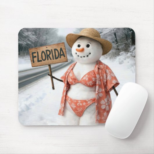 Lady Snowman Hitchhiking with a Florida Sign Muismat (Met muis)