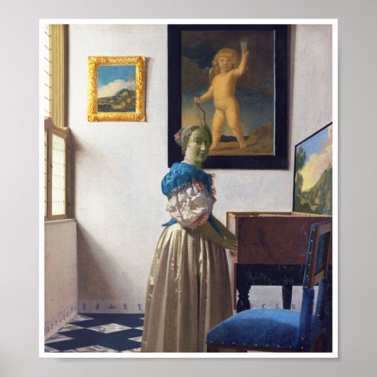 Lady Standing at a Virginal, Johannes Vermeer Poster (Voorkant)