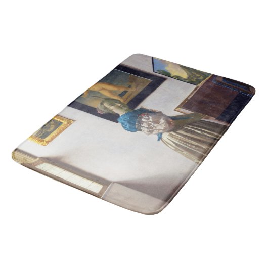 Lady Standing bij een Virginal, Johannes Vermeer Badmat (Gekanteld)