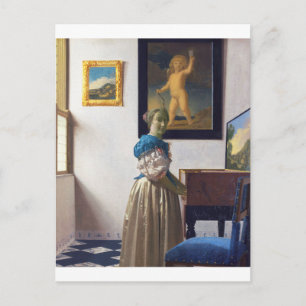 Lady Standing bij een Virginal, Johannes Vermeer Briefkaart
