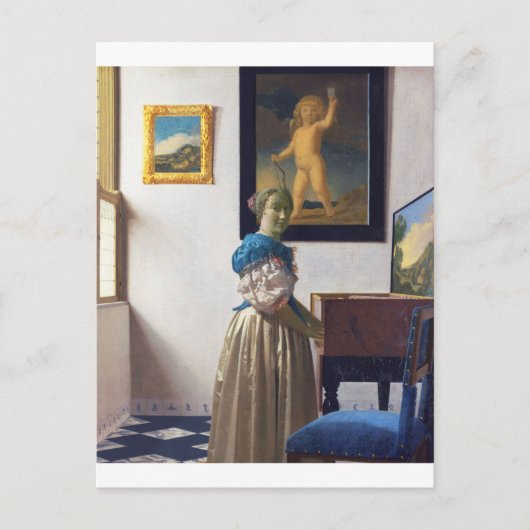 Lady Standing bij een Virginal, Johannes Vermeer Briefkaart (Voorkant)