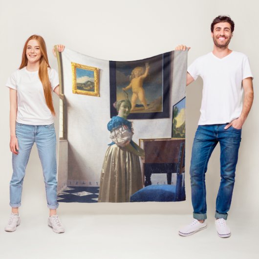 Lady Standing bij een Virginal, Johannes Vermeer Fleece Deken (In situ)