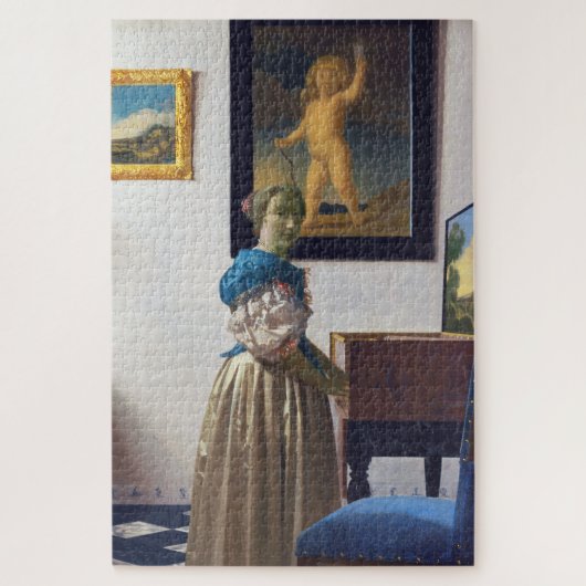 Lady Standing bij een Virginal, Johannes Vermeer Legpuzzel (Verticaal)