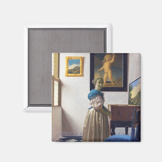 Lady Standing bij een Virginal, Johannes Vermeer Magneet (Voorkant / Achterkant)