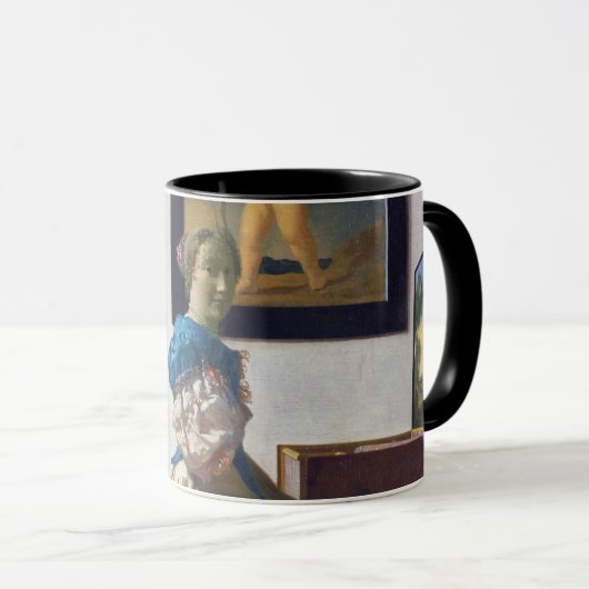 Lady Standing bij een Virginal, Johannes Vermeer Mok (Voorkant rechts)