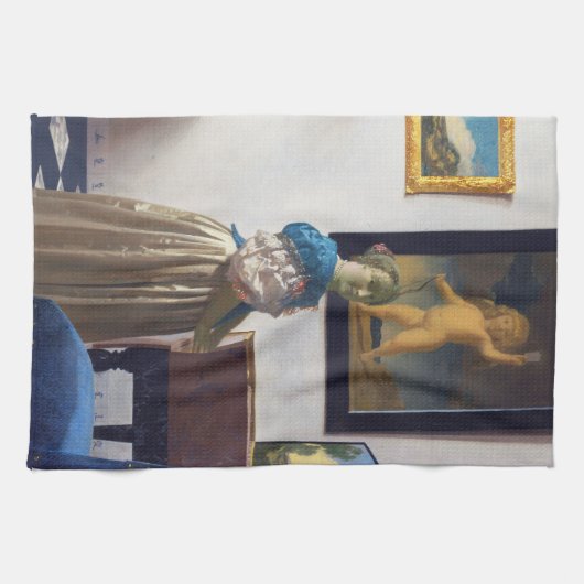 Lady Standing bij een Virginal, Johannes Vermeer Theedoek (Horizontaal)