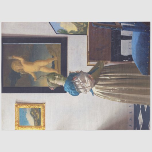 Lady Standing bij een Virginal, Johannes Vermeer Tissuepapier (Voorkant)
