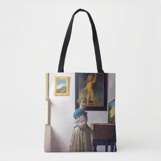 Lady Standing bij een Virginal, Johannes Vermeer Tote Bag (Voorkant)