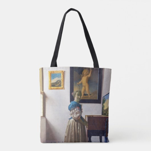 Lady Standing bij een Virginal, Johannes Vermeer Tote Bag (Achterkant)