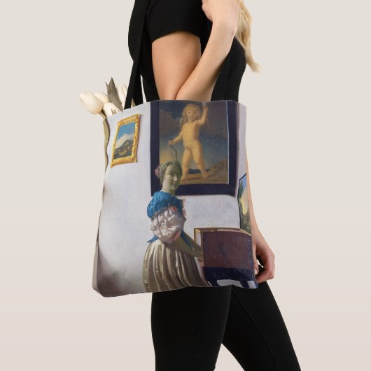 Lady Standing bij een Virginal, Johannes Vermeer Tote Bag (Dichtbij)