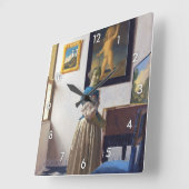 Lady Standing bij een Virginal, Johannes Vermeer Vierkante Klok (Hoek)