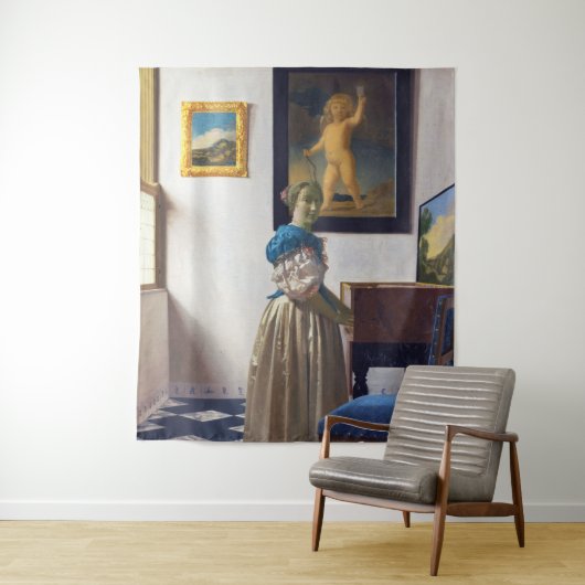 Lady Standing bij een Virginal, Johannes Vermeer Wandkleed (In situ)