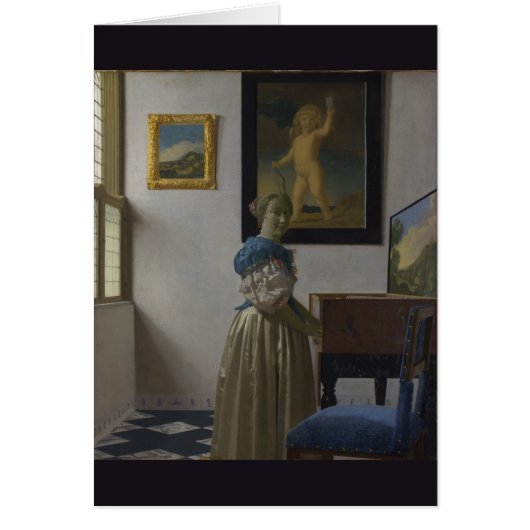 Lady Standing bij een Virginal van Johannes Vermee (Voorkant)