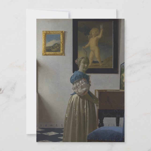 Lady Standing bij een Virginal van Johannes Vermee (Voorkant)