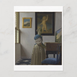 Lady Standing bij een Virginal van Johannes Vermee Briefkaart
