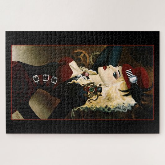 Lady Steampunk Victoriaans Rood Legpuzzel (Horizontaal)