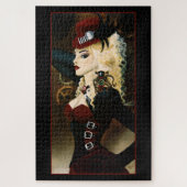 Lady Steampunk Victoriaans Rood Legpuzzel (Verticaal)