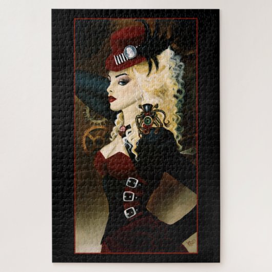 Lady Steampunk Victoriaans Rood Legpuzzel (Verticaal)