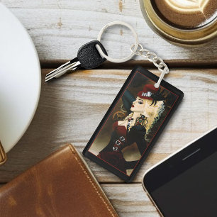 Lady Steampunk Victoriaans Rood Sleutelhanger