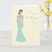 Lady strapless jurk verjaardag wenskaart kaart (Gele Bloem)