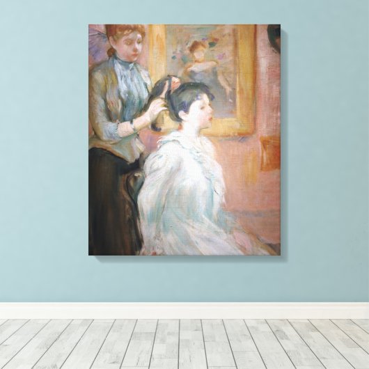 Lady Styling Dochterhaar (door Berthe Morisot) Canvas Afdruk (Insitu (Houten vloer))