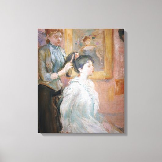 Lady Styling Dochterhaar (door Berthe Morisot) Canvas Afdruk (Voorkant)