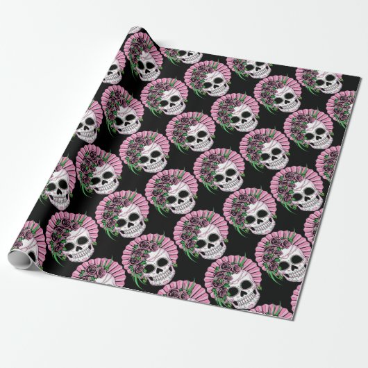 Lady Sugar Skull Cadeaupapier (Uitgerold)