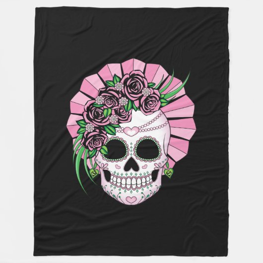 Lady Sugar Skull Fleece Deken (Voorkant)