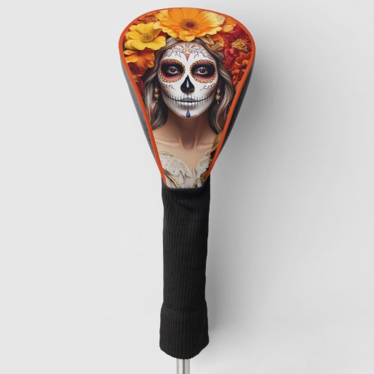 Lady Sugar Skull Golf Head Hoesje Golfheadcover (Voorkant)