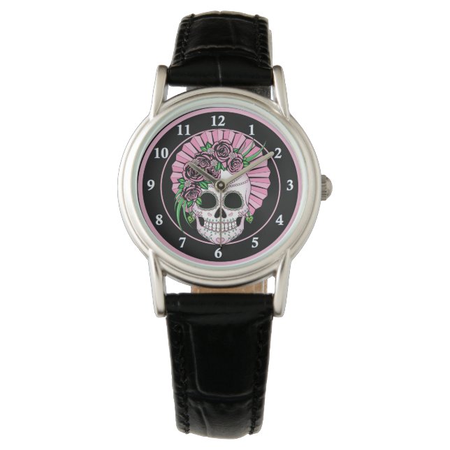 Lady Sugar Skull Horloge (Voorkant)