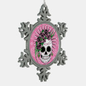 Lady Sugar Skull Tin Sneeuwvlok Ornament (Links)