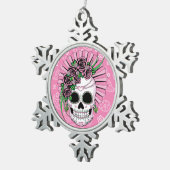 Lady Sugar Skull Tin Sneeuwvlok Ornament (Rechts)