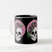 Lady Sugar Skull Tweekleurige Koffiemok (Voorkant links)