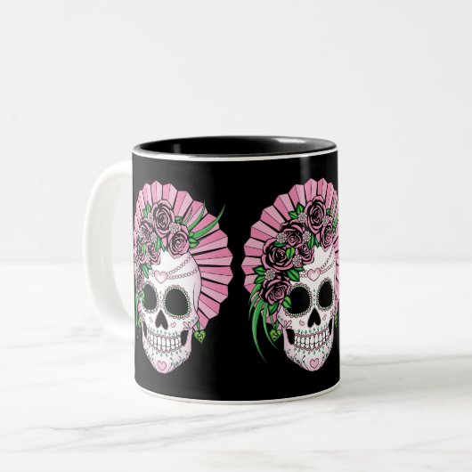 Lady Sugar Skull Tweekleurige Koffiemok (Voorkant links)