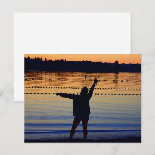 lady sunset silhouette briefkaart (Voorkant / Achterkant)