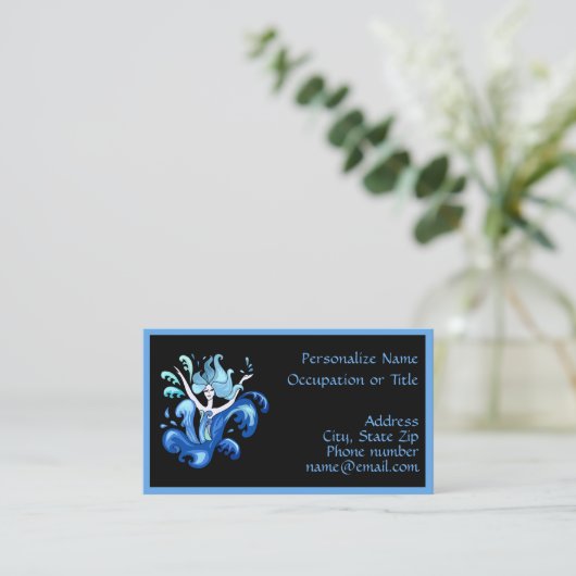 Lady Surrounded by Splashing Water Illustration Visitekaartje (Staand voorkant)