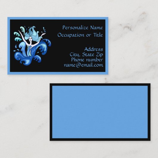 Lady Surrounded by Splashing Water Illustration Visitekaartje (Voorkant / Achterkant)