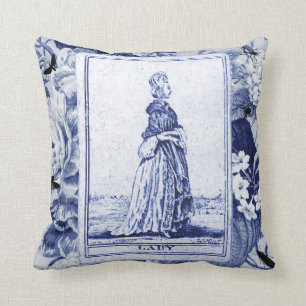Lady  Tarot-kaart op Indigo Floral Toile Kussen