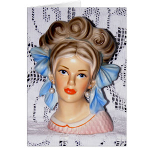 Lady Teen Head Vase Big Bow Kaart 60 jaar