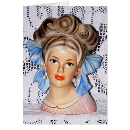  Lady Teen Head Vase Big Bow Kaart 60 jaar (Voorkant)