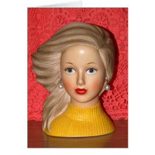 Lady Teen Head Vase Windswept Hair Kaart